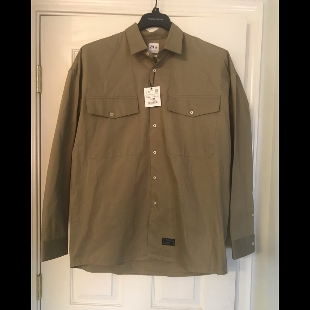 Zara Man algodón cotton button up long sleeve.